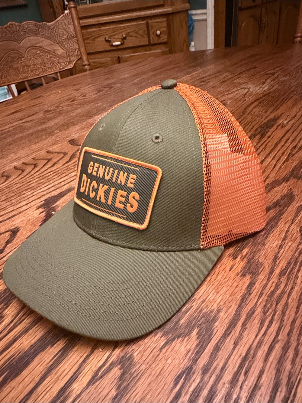 Dickies Olive Green and Orange Mesh Trucker Hat - Picture 3 of 6